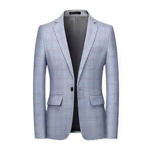 Men’s Blue Casual Slim Fit Plaid Sports Coat Suit Jacket Blazer Size 40 NWT